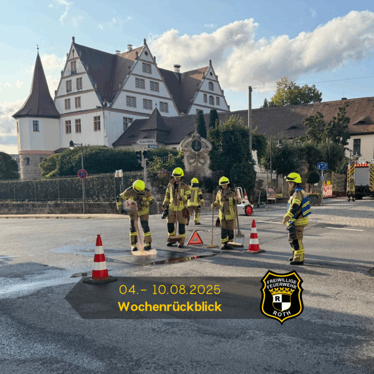 Feuerwehr beim Kehren der Straße